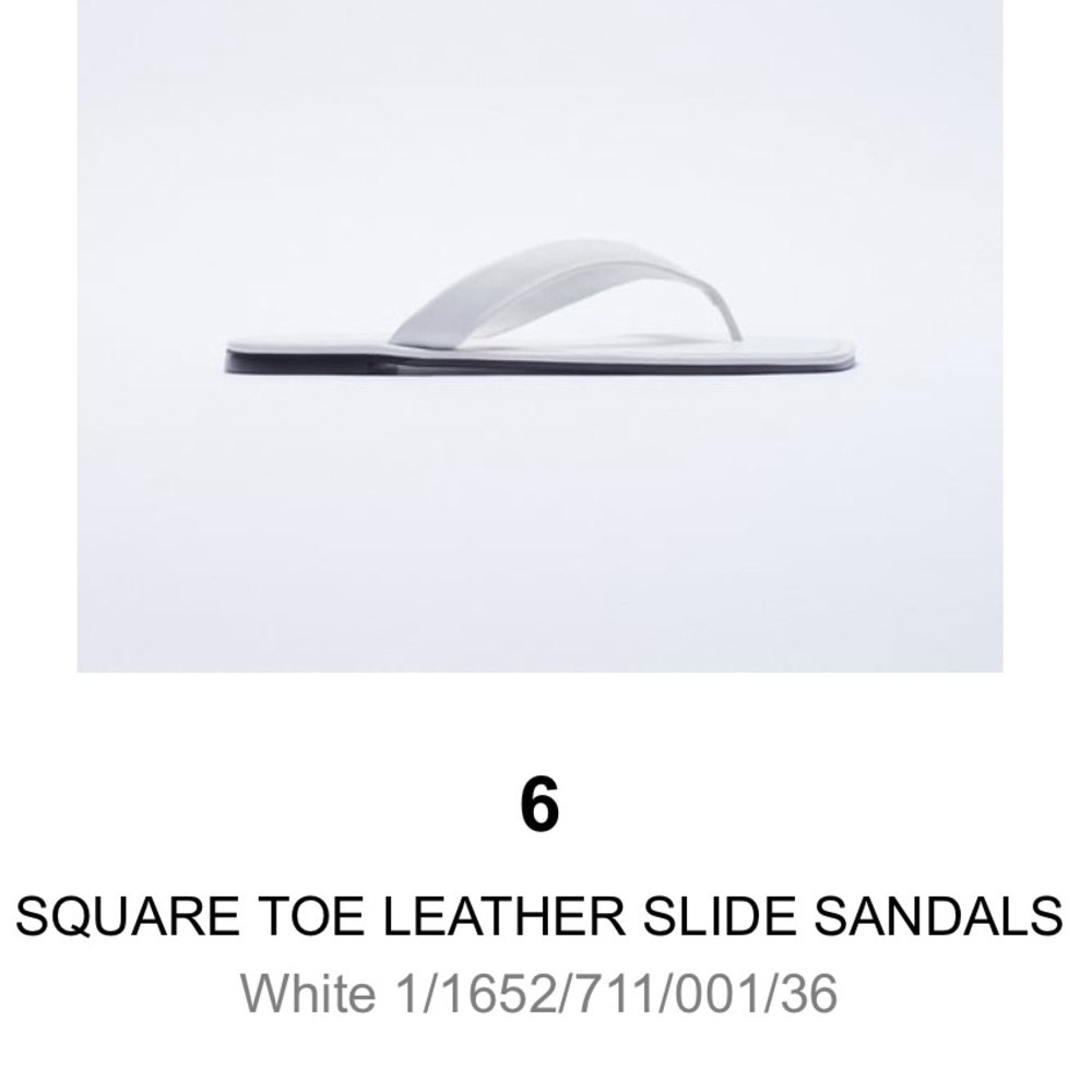 Zara Square Toe Slide Leather Sandals